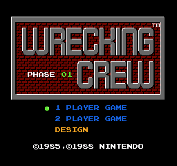 Wrecking Crew title screen for Famicom Disk System